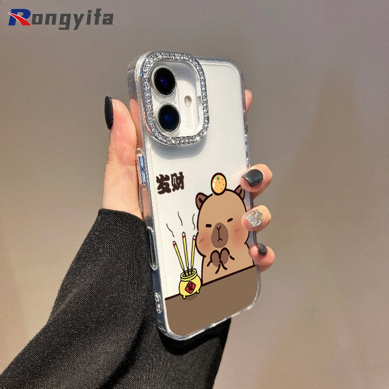 Ốp Điện Thoại Capybara Dễ Thương Cho Redmi Note 15 Pro Plus K90 Pro Max Turbo 5 Max Poco X8 Pro Max F8 Pro Ultra 5G Bìa Hoạt Hình Năm Mới Khung Kim Cương Vỏ Mềm Trong Suốt