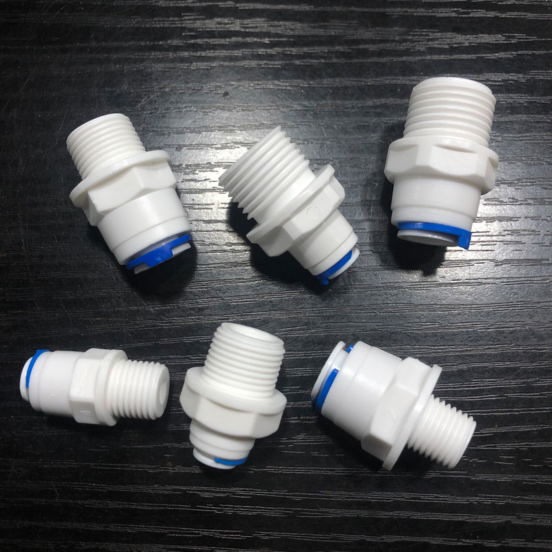 Thẩm thấu ngược Khớp Nối Nhanh 1 / 4 "3 / 8" OD Kết Nối Ống Tee Y Kết Nối 2 Chiều Thẳng RO Nước Ống Nhựa Lắp