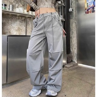 Quần Dù Ống Rộng Phong Cách Douyin Y2K Hottrend, Dây Rút Eo, 2 Size L & XL, Chính Hãng HoodieX