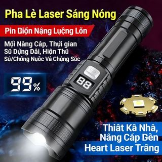 “Đèn Pin LED Siêu Sáng | Hiển Thị Dung Lượng Pin, Zoom Điều Chỉnh, Thời Lượng Pin Dài, Phù Hợp Dã Ngoại, Du Lịch”