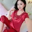 Bộ đồ ngủ bằng lụa băng có sẵn cho nữ Bộ đồ ngắn tay phong cách mỏng Phong cách mùa hè 2025 Đồ mặc nhà dành cho nữ mùa hè