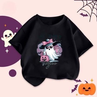 Áo thun in hình Halloween dễ thương dành cho bé trai, chỉ in một mặt.