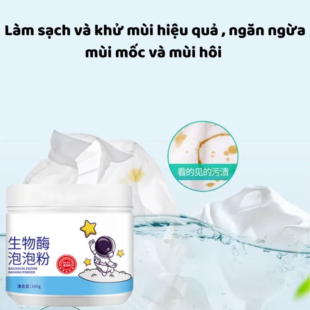 【COD】Bột tẩy trắng an toàn với công nghệ enzyme sinh học, làm sạch sâu, khử mùi và phục hồi độ trắng sáng cho quần áo.