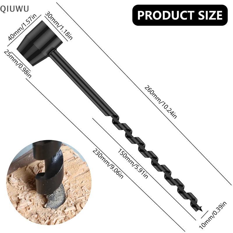QIUWU Tay Gỗ Đấm Hướng Dẫn Sử Dụng Máy Khoan Auger Bush-Craft Thép Carbon Di Động Sinh Tồn Mũi Khoan Mở Rộng Ngoài Trời.