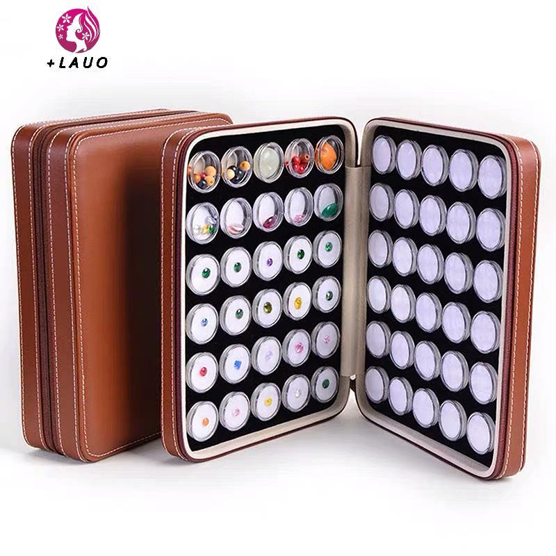 Springevenstar Rời Đá Quý Hộp Trưng Bày Trang Sức Hạt Tổ Chức Hộp Đựng Đá Quý Tròn Da PU Triển Lãm Kim Cương Bảo Quản Hộp Đựng Springevenstar