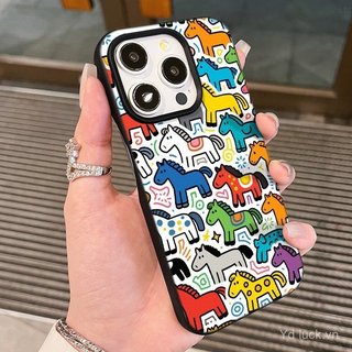 Màu Ngựa Nhóm Sơn Động Vật Năm Mới Thời Trang Nửa Gói Vỏ Mềm Thích Hợp Cho iPhone 17promax 11promax 12pro 13 Chống Sốc 15promax 16pro 13promax 14 16 17 15 Ốp Điện Thoại Chống Sốc