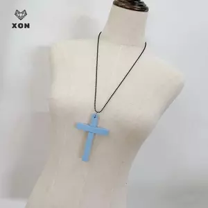 Mặt Dây Chuyền Choker Gỗ Tự Nhiên Hình Thiên Thần và Chữ Thập, Phong Cách Retro