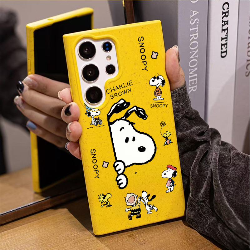 Ốp điện thoại mềm ống hút lúa mì thân thiện với môi trường "Dễ thương Snoopy" cho Samsung S26 Ultra S25 Ultra S24U S25FE A56 A55 S23 U / S22 / S20 FE A17 A07 Vỏ Samsung chống sốc