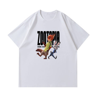 Áo thun nam với họa tiết hoạt hình Zootopia dễ thương, đáng yêu, thời trang và đa năng, hoàn hảo cho các cặp đôi.