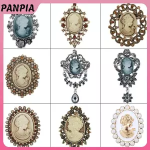 PNPIA- Kim Cương Giả Pha Lê Cameo Vintage Trâm Cài Nữ Hoàng Cameo Vẻ Đẹp