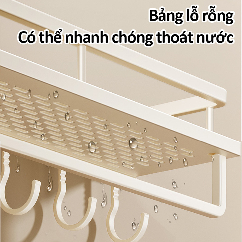 Kệ phòng tắm để đồ dán tường, Khăn Trắng Ngà Kệ, Chất liệu nhôm hàng không cao cấp, 2 cách dán tường hoặc khoan tường.