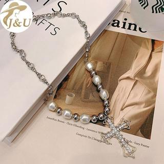 JU Dây Chuyền Ngọc Trai Retro với Họa Tiết Kim Cương Kẻ Sọc, Phù Hợppunk Hip-Hop, Sang Trọng cho Tiệc và Quà Tặng