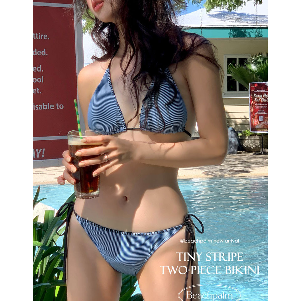 Bộ bikini xẻ ren màu trơn dành cho nữ, phù hợp đi biển mùa nóng