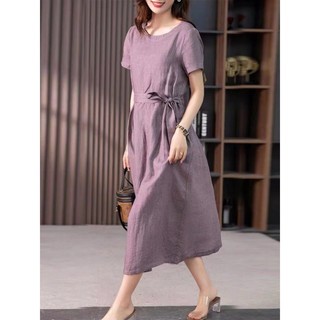Đầm Midi Dáng Suông Thắt Eo – Váy Nữ Thanh Lịch Thời Trang Hàn Quốc