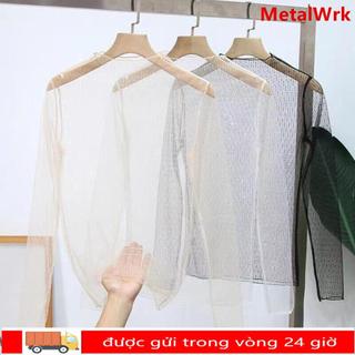Áo thun và áo sơ mi ren lưới nhìn xuyên thấu cho nữ, phù hợp đi biển mùa hè