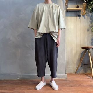 Miyake Quần Nam Mùa Hè Mắt Cá Mỏng, Co Dãn, Phong Cách Hàn Quốc
