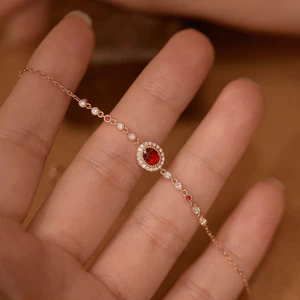 Vòng tay nữ đa năng với kim cương và ruby, phong cách Pháp