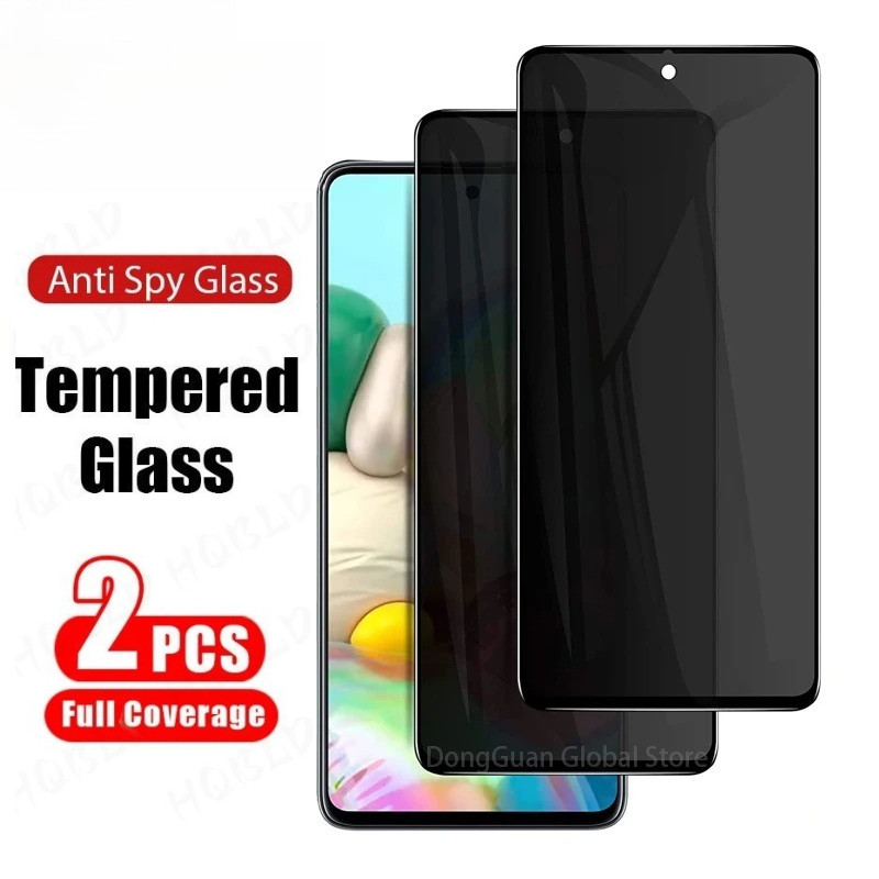 2 Chiếc Bảo Vệ Màn Hình HD Kính Cho Samsung Galaxy XCover 7 6 Pro Riêng Tư Kính Cường Lực Trong Suốt Cho Galaxy M53 M52 M51 M42 M40 M36 M35 Chống Gián Điệp Cạnh Đen Kính Phim