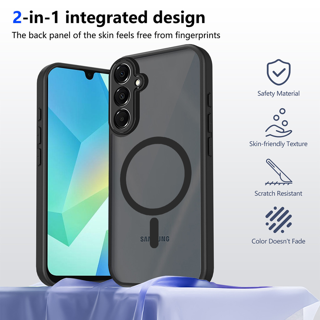 Ốp lưng Samsung A34 5G Vỏ thu hút từ tính màu đen mờ cho Ốp điện thoại Samsung Galaxy A34 5G