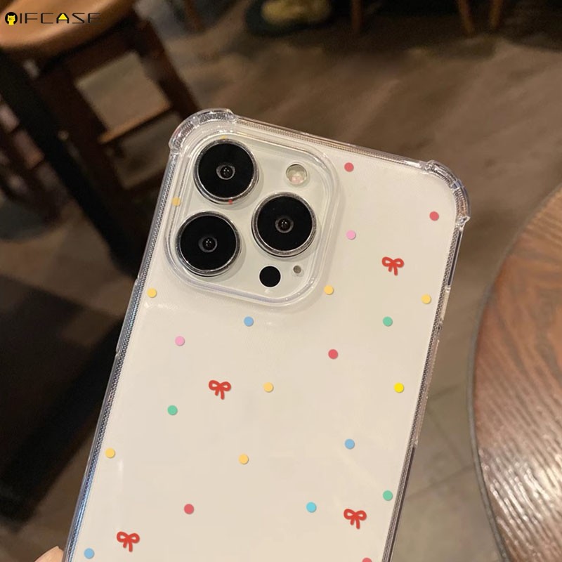 Dành Cho Vivo V60 V50 V50E V40E V40 V30 V29 Pro Lite SE V30E V29E V27E V27 V25 V23 Pro V25E V23E V21 V21S Ốp Điện Thoại Nhiều Màu Sắc Chấm Bi May Mắn Nơ Trong Suốt Vỏ Mềm