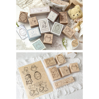 JIANWU Cat and Soft Dream Series Kawaii Cat Phong Cảnh Chất Liệu Cắt Dán Tem Gỗ Sáng Tạo DIY Tạp Chí Văn Phòng Phẩm