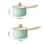 Nồi súp men gốm ICUCKO, Chảo chống dính tay cầm bằng gỗ 14 / 16cm, đa năng có nắp nấu nồi đựng thức ăn cho bé tại nhà