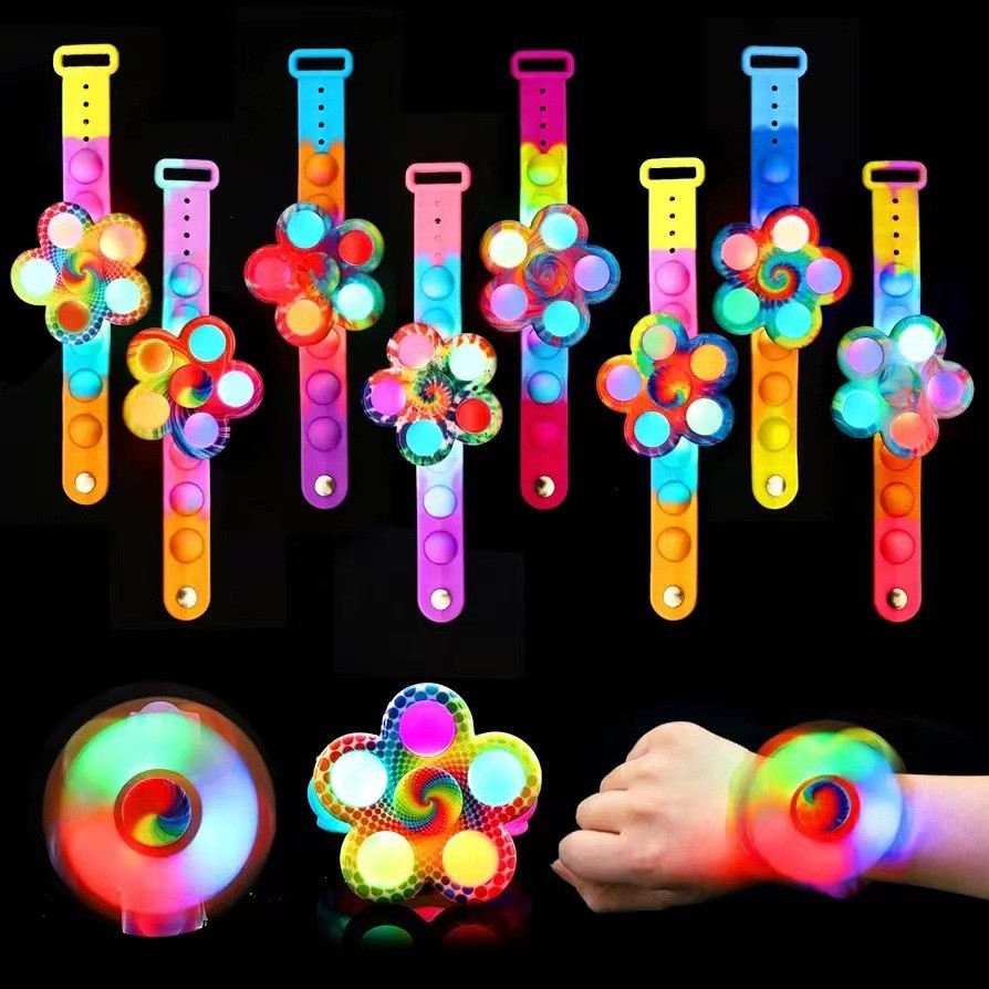 Trẻ em Dạ Quang Bong Bóng Top Vòng Tay Flash Sáng Tạo Xoay Top Đồng Hồ Mẫu Giáo Quà Tặng Nhỏ Đồ Chơi Giải Nén