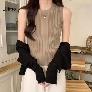 LUImo Nữ Màu Trơn Cơ Bản Tròn Ne Nhiều Màu Sắc Thường Ngày Tất Cả Trận Đấu Xe Tăng Không Tay SBS