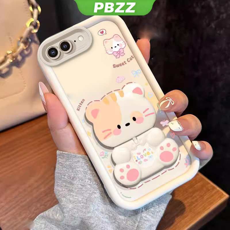 Ốp lưng cho iphone 7 plus iphone 8 plus iphone se 2 2020 ipnone se Vỏ điện thoại Softcase Silicon chống sốc thiết kế mới thẩm mỹ Mèo hoạt hình có giá đỡ cho gương JTMMZJ01