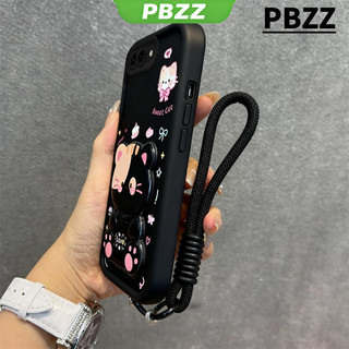 Ốp Lưng PBZZ Cho iphone 7 5s 5 6 8 6s plus 6P 7P 8P se 2 ipnone se Vỏ Điện Thoại Vỏ Mềm Thiết Kế Mới Thẩm Mỹ Gương Trang Điểm Mèo Dễ Thương Có Giá Đỡ & Dây Buộc Cho Bé Trai Đen JTDMZ