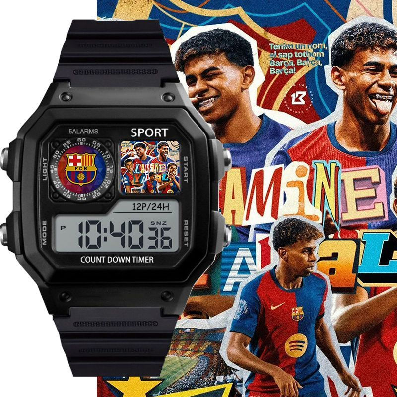 Đồng hồ xung quanh đội FC Barcelona, Đồng hồ vuông nhỏ điện tử chống nước cho học sinh, Quà tặng sinh nhật