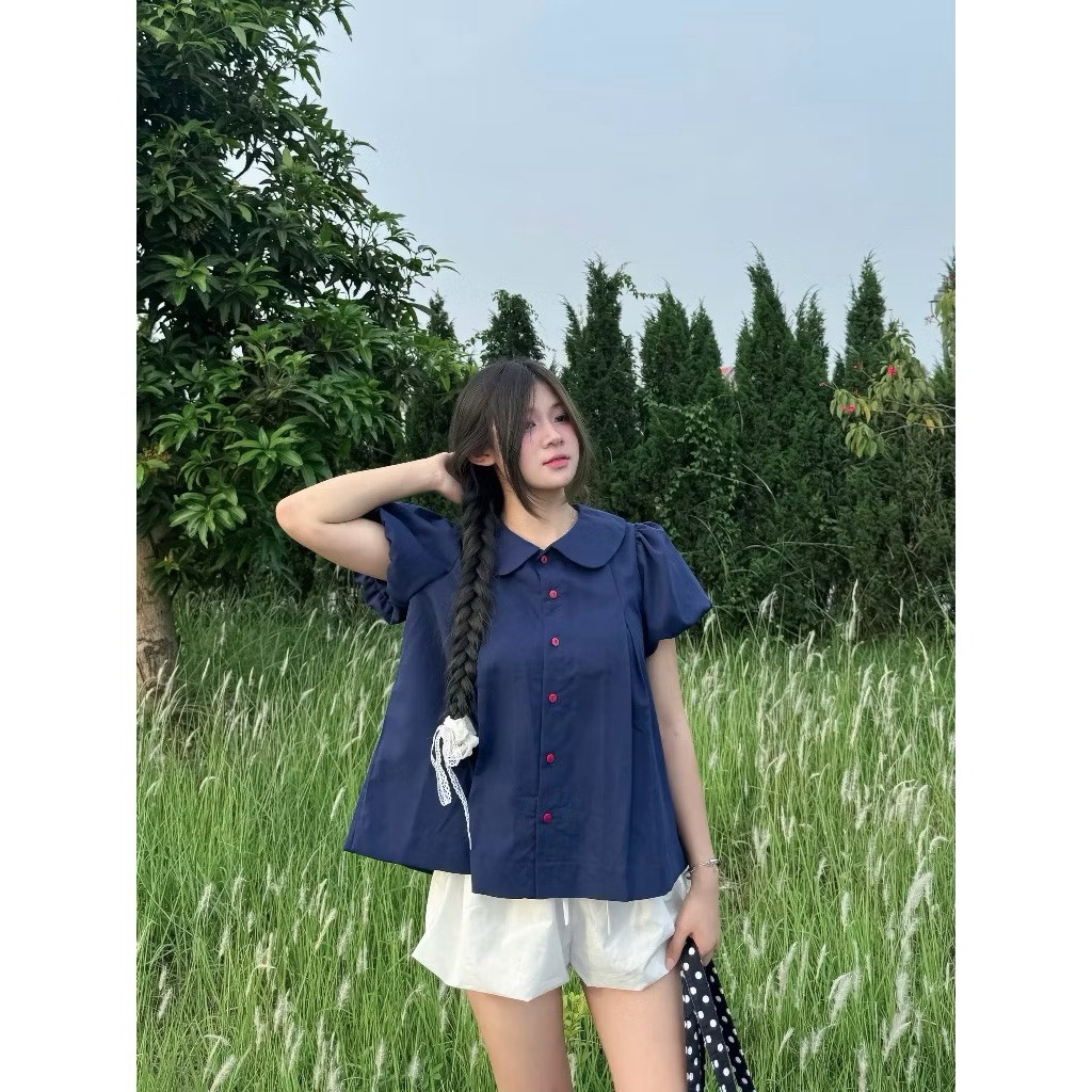 Sơ mi bèo cổ sen dáng babydoll to phồng siêu đang yêu SMZ9334