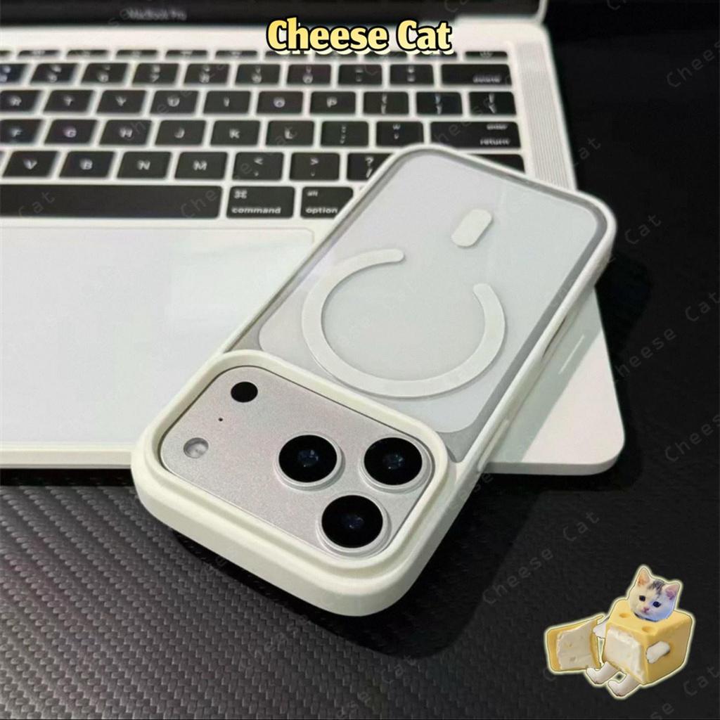 Vỏ sạc không dây từ tính hình vuông vỏ acrylic cứng cho iPhone 11 12 13 14 15 Pro Max X Xs 7 Plus mới viền màu đơn giản