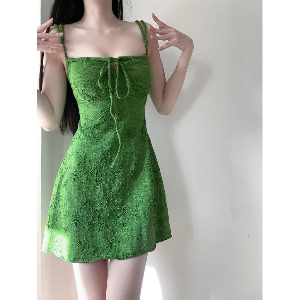 Retro Trắng Xanh Đầm Chia Đồ Bơi Hai Mảnh Mùa Xuân Nóng Bãi Biển Kỳ Nghỉ Váy Đồ Bơi Bảo Thủ
