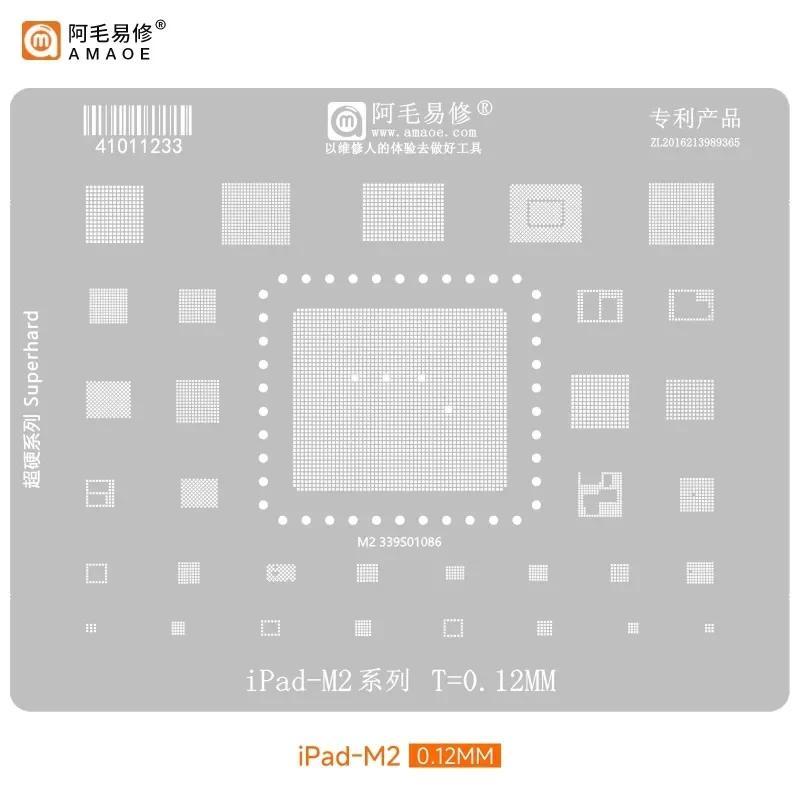 AMAOE BGA Reballing stencil Cho iPad M1 M2 M3 M4 2021 2022 Air 5 Air6 BGA Reballing stencil Tin Trồng Máy Tính Bảng Công Cụ Sửa Chữa