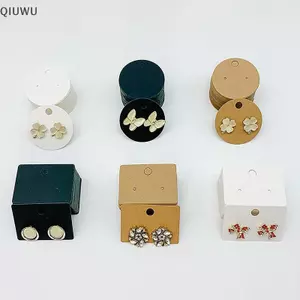 QIUWU 50 Chiếc Vòng Tông Bông Tai Hiển Thị Thẻ nk Giấy Kraft Trang Sức Treo Thẻ Cho Bông Tai Bông Tai Bán Paaging.