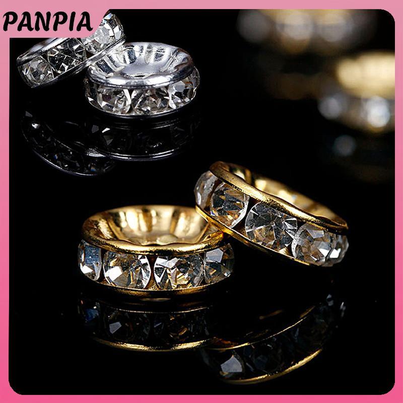 PNPIA - 100 Hạt Rondelle Giả Kim Cương Bạc Vàng Pha Lê, Size 6mm &amp; 8mm, Mới Cho DIY