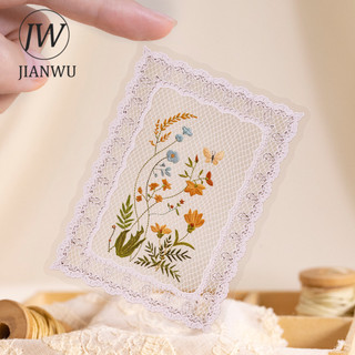 JIANWU Glayed Tulle Series Vintage Lưới Ren Hoa Phong Cảnh Chất Liệu Cắt Dán PET Sáng Tạo DIY Tạp Chí Văn Phòng Phẩm