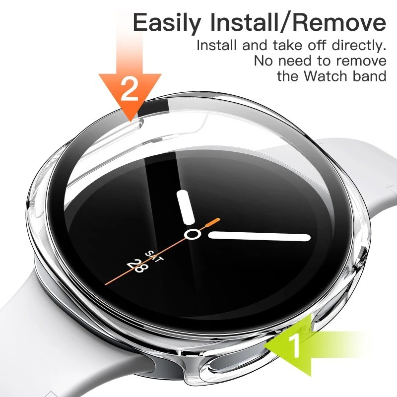 Ốp Bảo Vệ Chống Sốc PC Cho Samsung Watch8 Kính Cường Lực + PC Dành Cho Samsung Galaxy Watch 8 40mm 44mm Đồng Hồ Thông Minh Bảo Vệ Cứng Vỏ Da