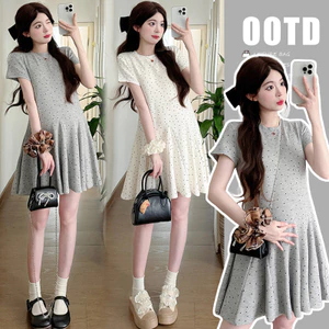 Trang phục bà bầu mùa hè Thời trang mỏng hơn Váy chấm bi
