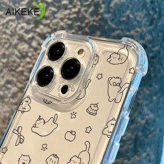 Ins Style Kitty Clear Four-Corners Ốp Điện Thoại LG K71 K62 K61 K52 K51 K50 K42 K41S K40S K22 Plus K11 Stylo 6 5 4 Nhung 5G Vỏ Mềm In Móng Vuốt Dễ Thương Chống Rơi