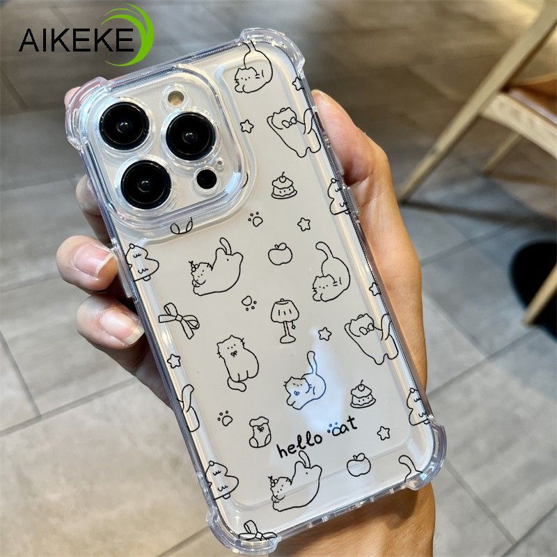 Ins Style Kitty Clear Four-Corners Ốp Điện Thoại Cho Poco X8 Pro Max X7 Pro X6 Neo X5 X4 X3 NFC GT X2 F8 F7 Ultra F6 F5 F4 GT F3 F2 Pro 5G 4G In Móng Vuốt Dễ Thương Chống Rơi Bìa mềm