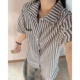 Áo sơ mi nam tay ngắn phong cách Harajuku Nhật Bản, họa tiết xương cá