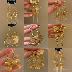 Bạc Kim Zircon Hình Học - Dây Chuyền & Bông Tai Độc Đáo Sang Trọng
