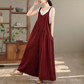 Bộ áo liền quần dáng rộng cổ chữ V dành cho nữ - Khuyến mãi khách mới