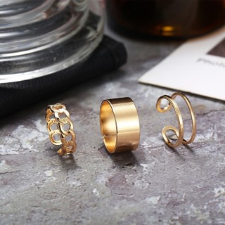 Nhẫn kim loại rỗng hai lớp điều chỉnh được, phong cách Hàn Quốc tối giản dành cho nữ
