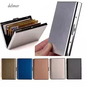 Thẻ DELMER Ốp Lưng Chống Từ Thẻ Tín Dụng Thép Không Gỉ Du Lịch Phụ Kiện ID Thẻ Tài Liệu Túi Đựng Thẻ Tín Dụng Chống Nước Hộp Đựng Thẻ Ngân Hàng