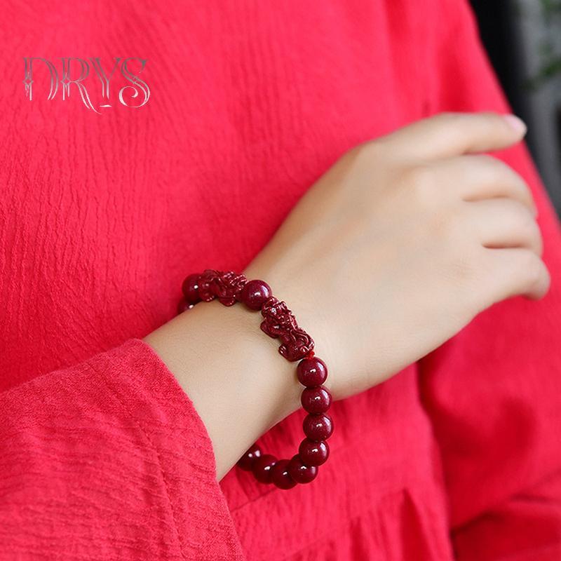 Vòng Tay Cinnabar Pixiu Vintage Hạt - Quà Tặng Nam Nữ Bùa Hộ Mệnh Tự Nhiên