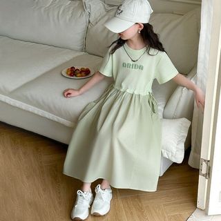 Váy bé gái tay ngắn dáng dài - váy suông rộng phong cách Hàn Quốc mặc đi chơi mùa hè