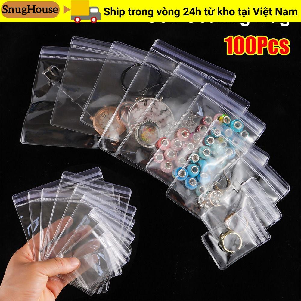 SNUGHOUSE 100 Chiếc Túi Tự Niêm Phong PVC Trong Suốt, Túi Khóa Zip Có Thể Đóng Lại Chống Bụi Bảo Quản Trang Sức, Quà Tặng